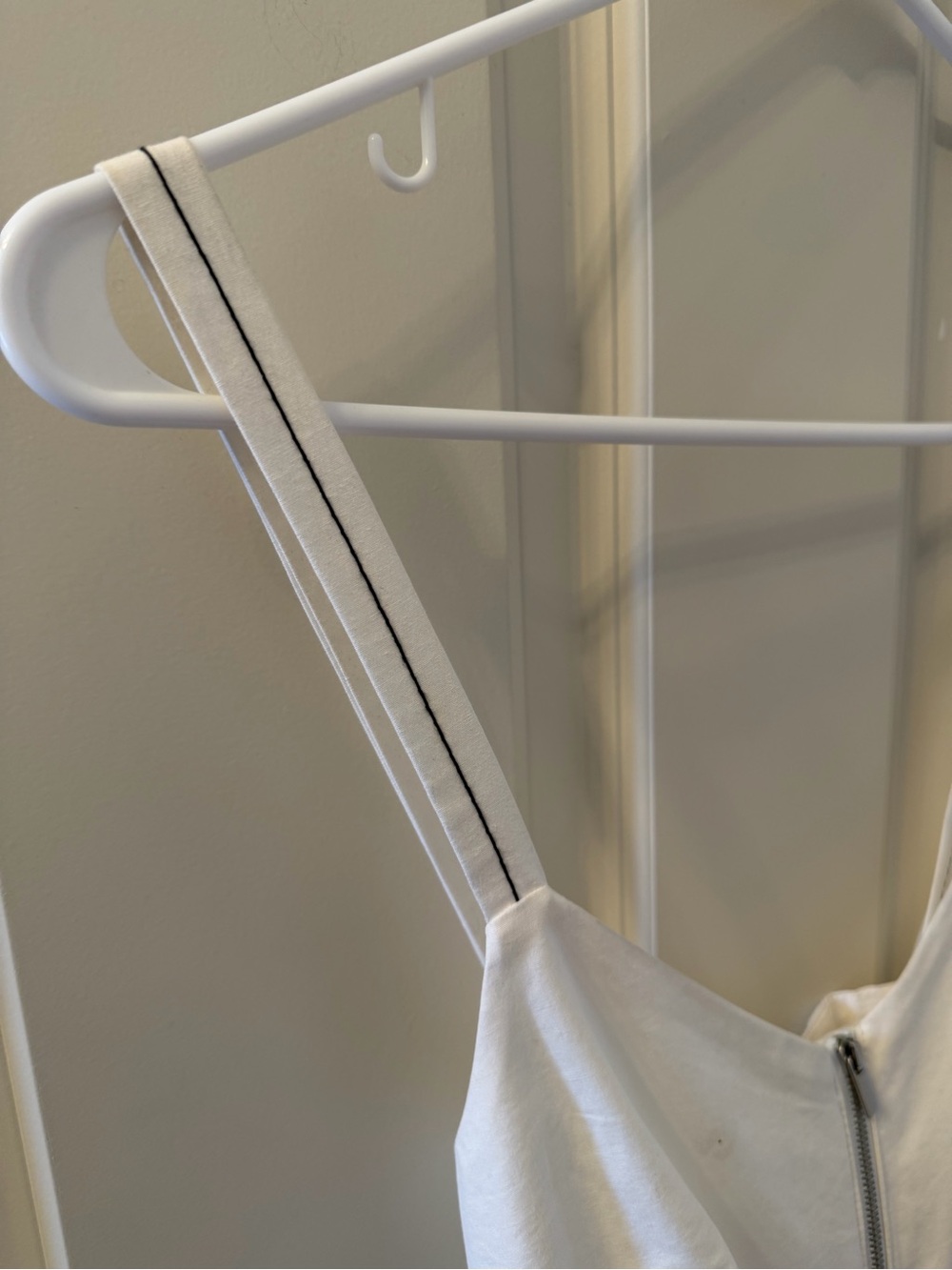 Proenza Schouler Full Front Zip Midi Dress White Cotton Linen Blend, Size 4 - Picture 7 of 16